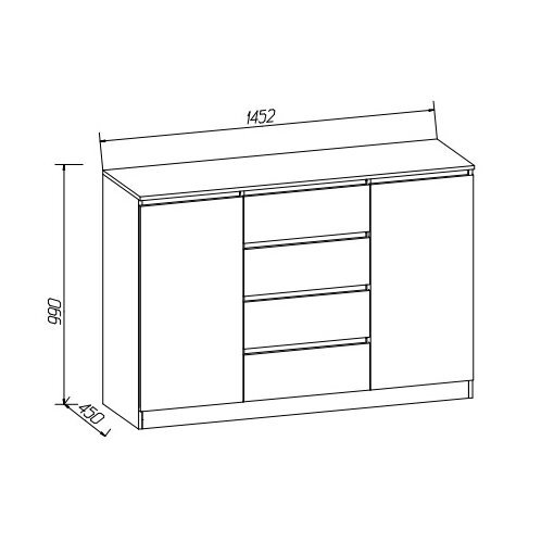 Комод-тумба Лори (MLK) Дуб серый/Белый