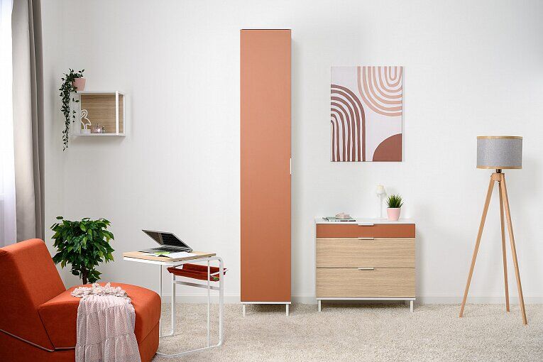 Марвэл Шкаф-пенал 16.316.01 Белый PE шагрень / Плэйн / Безмолвная Пустыня