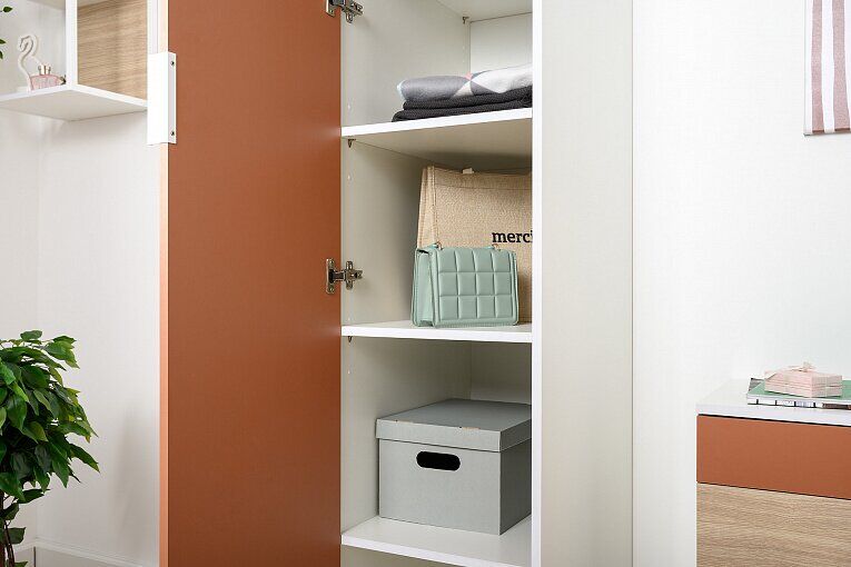 Марвэл Шкаф-пенал 16.316.01 Белый PE шагрень / Плэйн / Безмолвная Пустыня