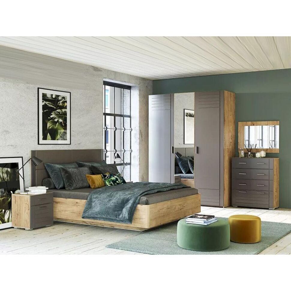 НМ 040.52 Кровать Livorno /дуб бунратти / софт графит