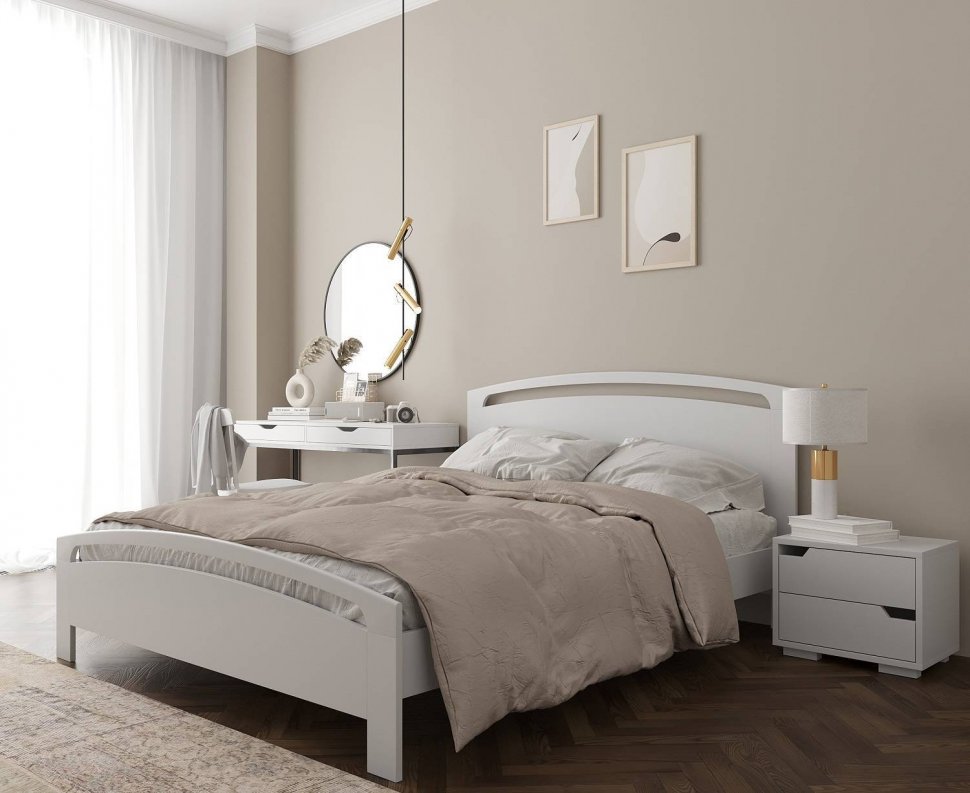 Кровать деревянная с ламелями Balu (Балу) 160х200, белый