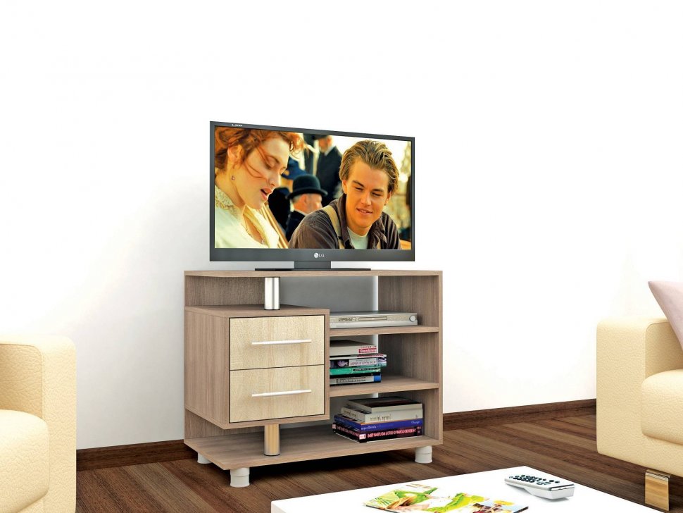 Тумба для ТВ узкая 011 (2я), ясень шимо/дуб сонома