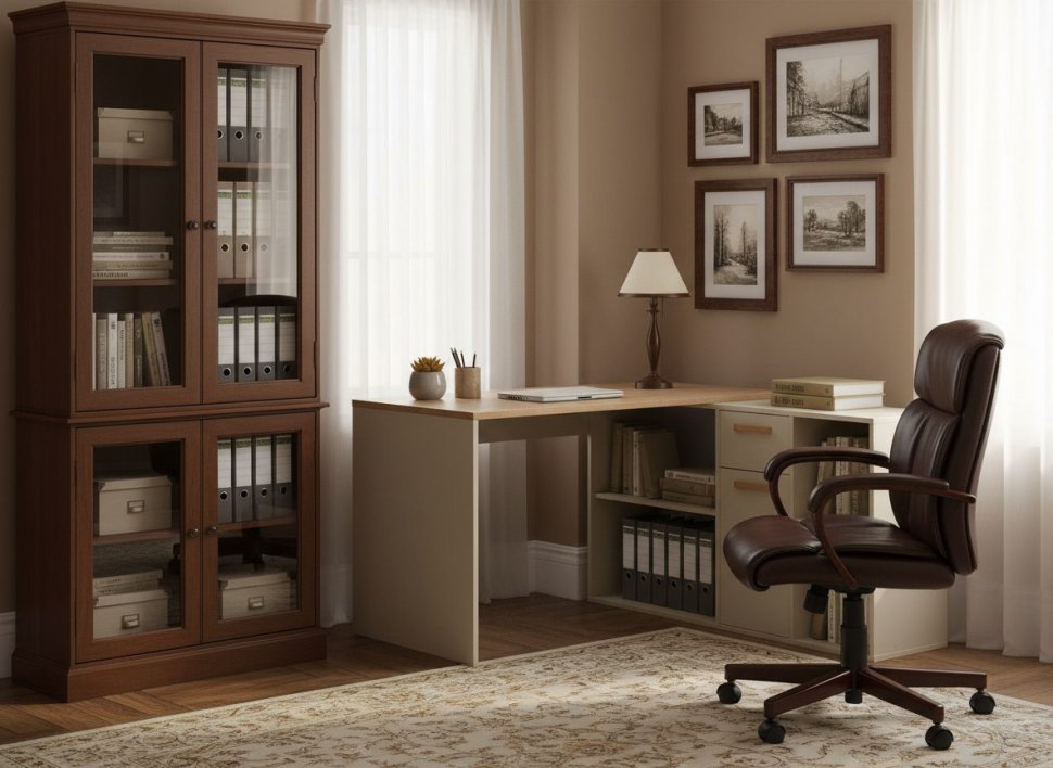 Лайт Стол письменный 03.245 Сатин / Дуб эндгрейн