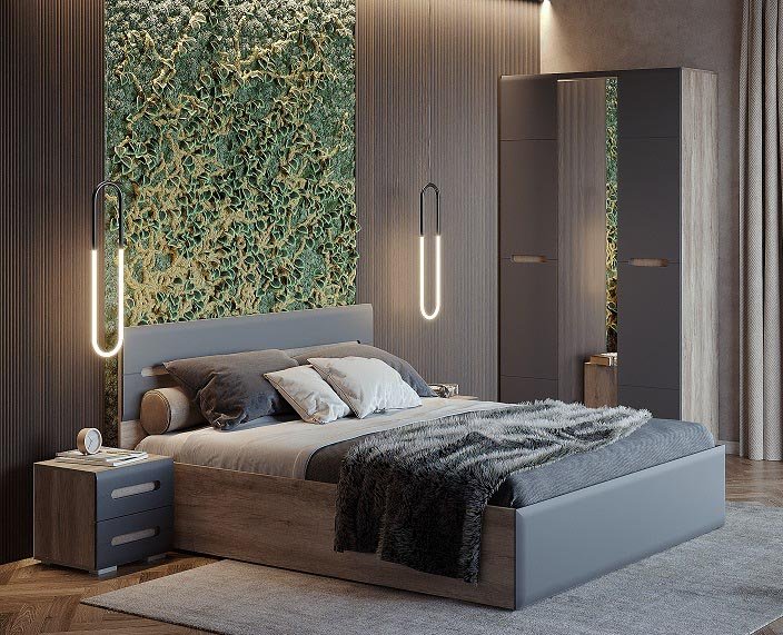 Кровать 160х200 Наоми КР-11 с подъемным механизмом (БТС) Графит