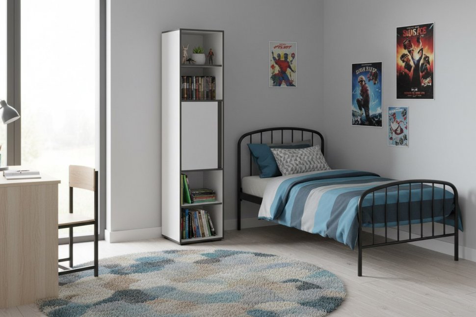 Пенал открытый Асцелла, Белый, Графит серый