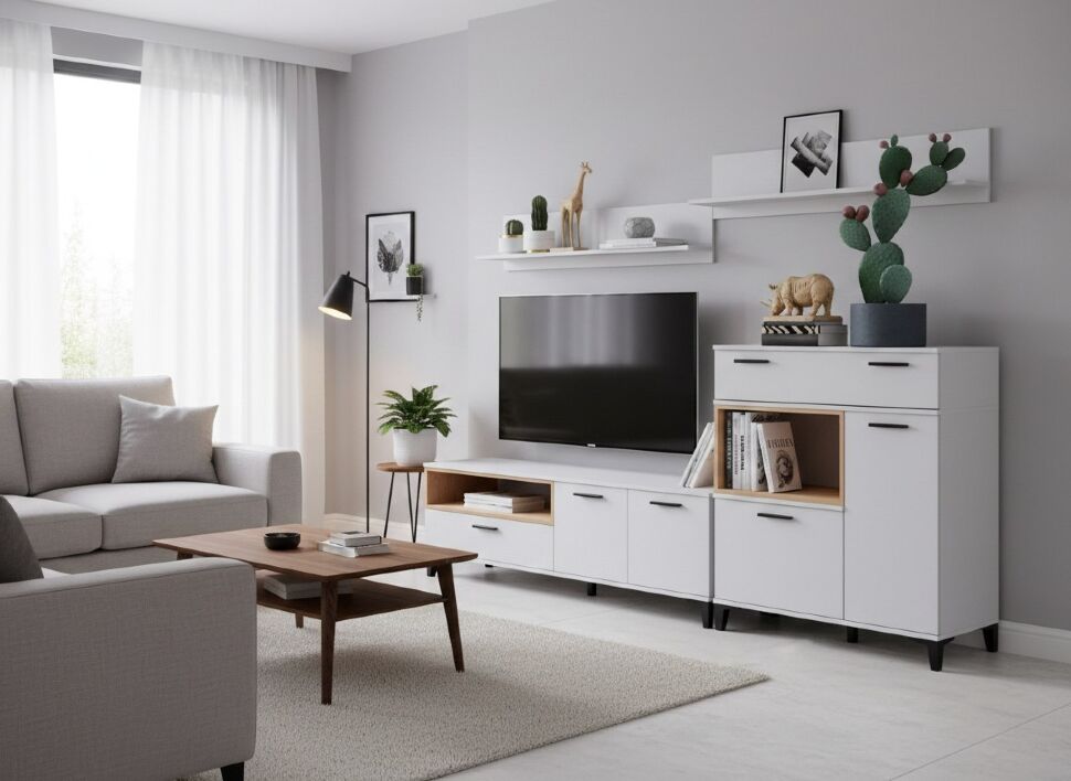 Гостиная Bergen 3 белый/Дуб Бунратти