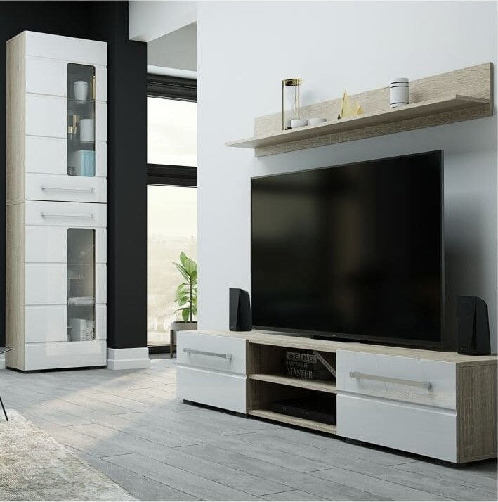 Тумба под ТВ (с полкой) ​ТБ-11 Милан​ БТС (Дуб Сонома)