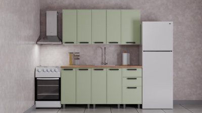 Кухня Аленушка 1,6 м Магнолия Фисташка/Фисташка,скоба черный,сонома