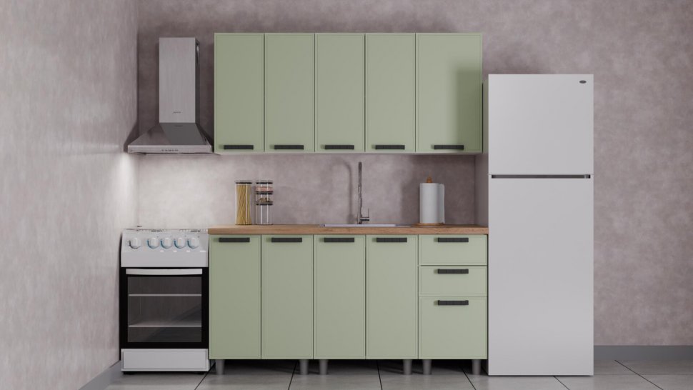 Кухня Аленушка 1,6 м Магнолия Фисташка/Фисташка,скоба черный,сонома