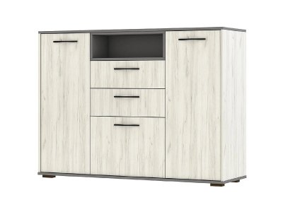 Бастион Комод с нишей / Дуб Крафт Белый / Серый Шифер