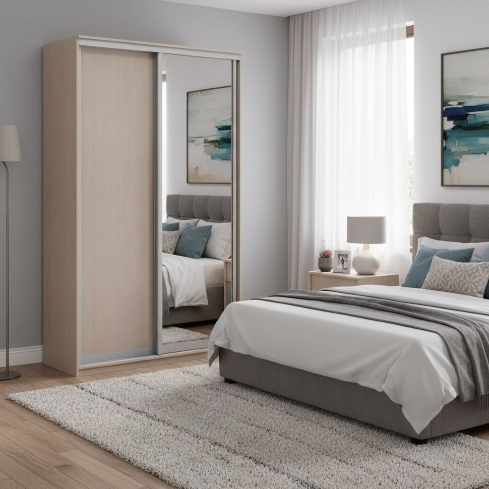 Шкаф купе Модерн 1190х450 2-х дверный 2-х секционный зеркало ясень