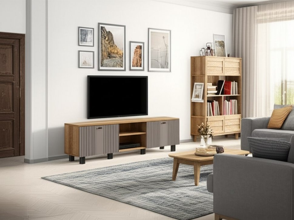 Тумба под ТВ Олива ТБ-09 (БТС) Муссон софт / Дуб Каньон