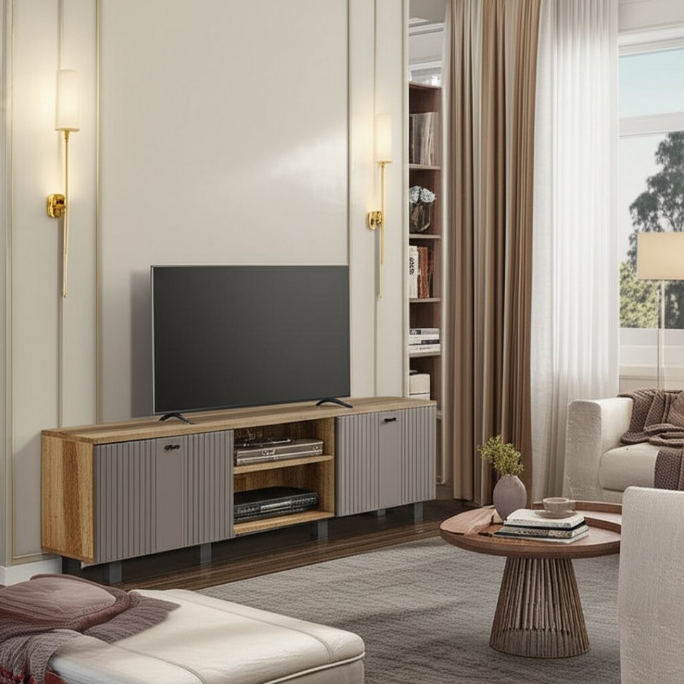 Тумба под ТВ Олива ТБ-09 (БТС) Муссон софт / Дуб Каньон