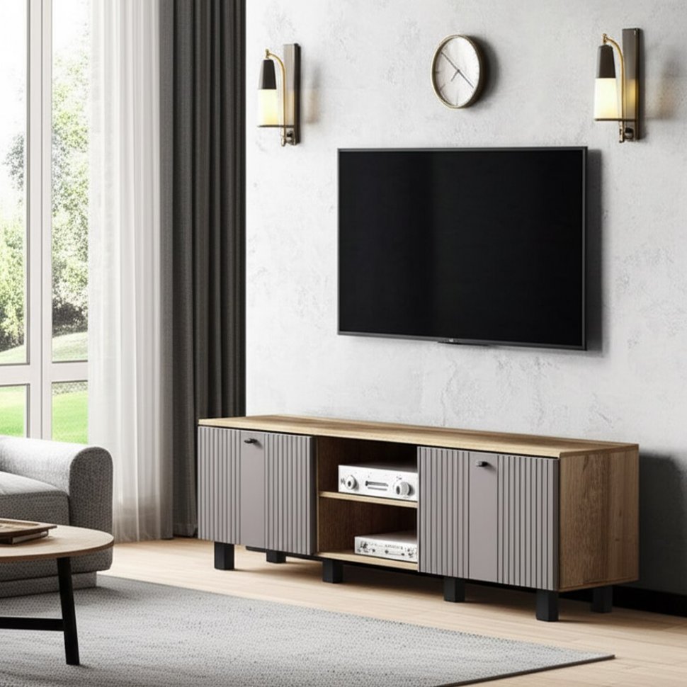 Тумба под ТВ Олива ТБ-09 (БТС) Муссон софт / Дуб Каньон