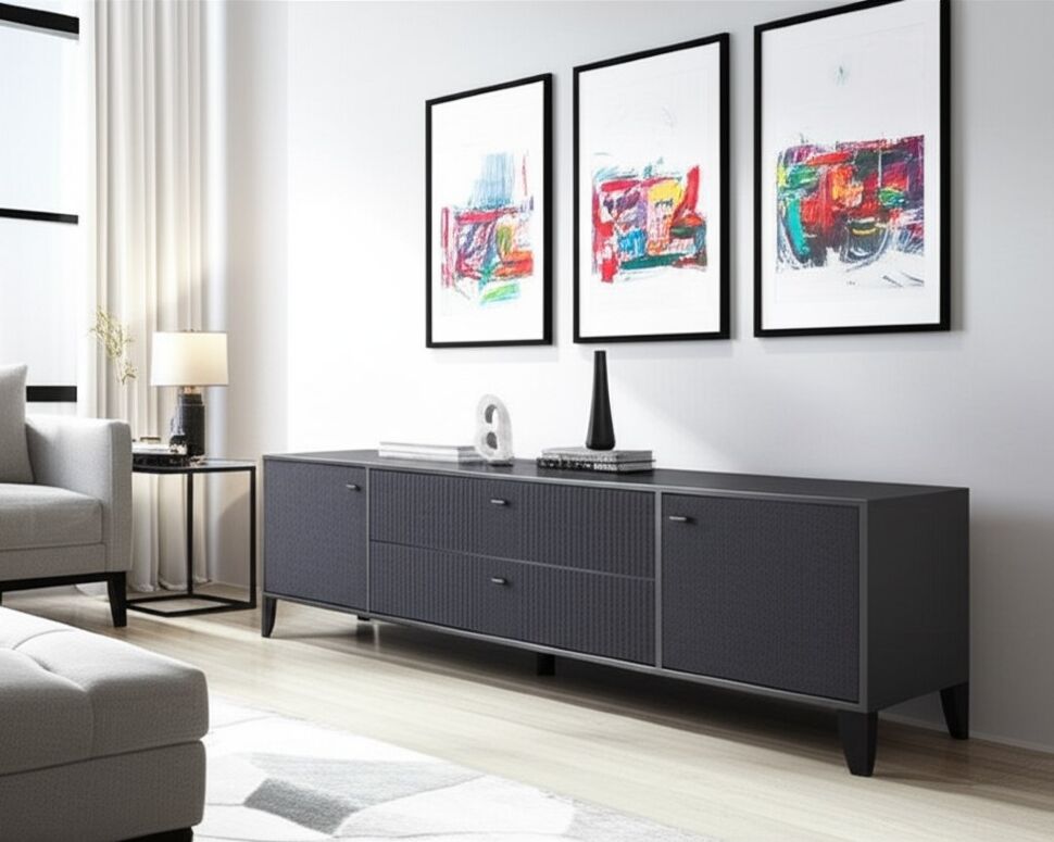 Тумба под телевизор Парус-10, Графит, Гранит лофт