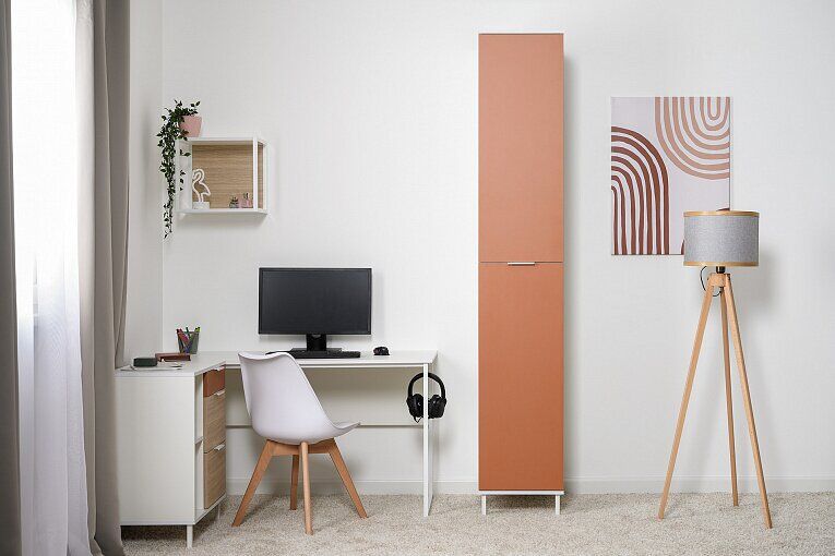 Марвэл Шкаф-пенал 16.316.02 Белый PE шагрень / Плэйн / Безмолвная Пустыня