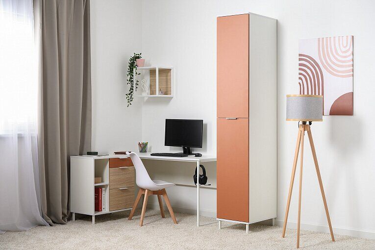 Марвэл Шкаф-пенал 16.316.02 Белый PE шагрень / Плэйн / Безмолвная Пустыня