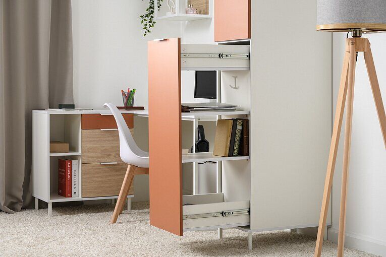 Марвэл Шкаф-пенал 16.316.02 Белый PE шагрень / Плэйн / Безмолвная Пустыня