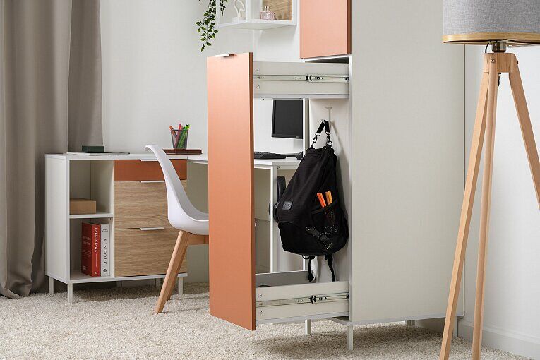 Марвэл Шкаф-пенал 16.316.02 Белый PE шагрень / Плэйн / Безмолвная Пустыня