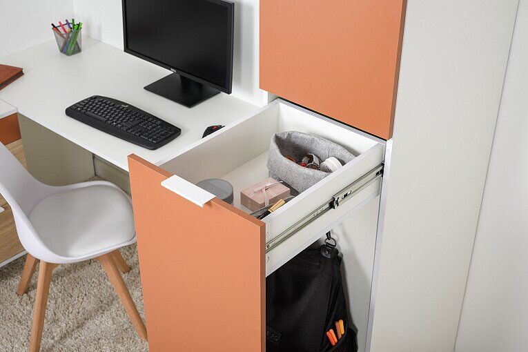 Марвэл Шкаф-пенал 16.316.02 Белый PE шагрень / Плэйн / Безмолвная Пустыня