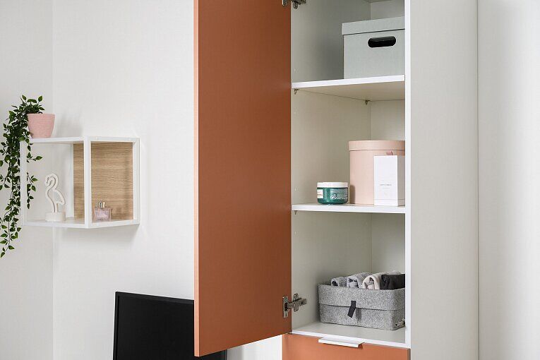 Марвэл Шкаф-пенал 16.316.02 Белый PE шагрень / Плэйн / Безмолвная Пустыня