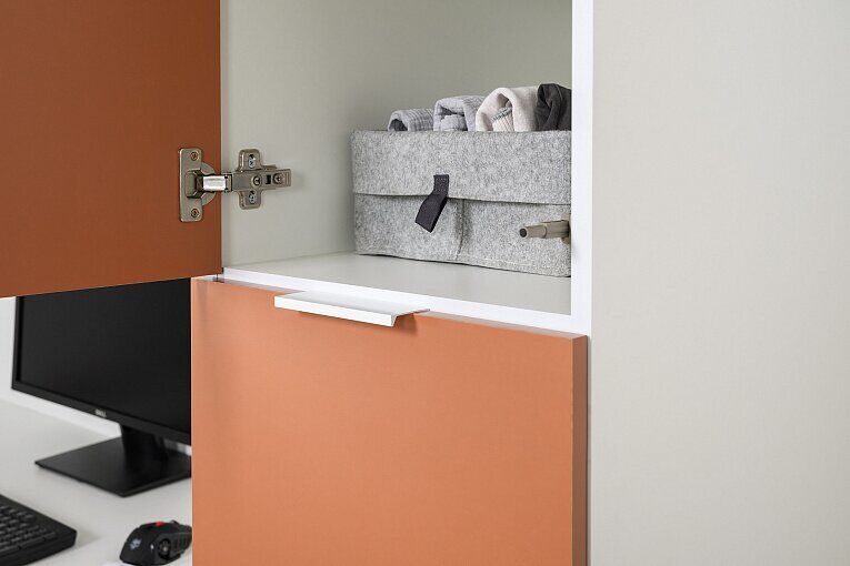 Марвэл Шкаф-пенал 16.316.02 Белый PE шагрень / Плэйн / Безмолвная Пустыня