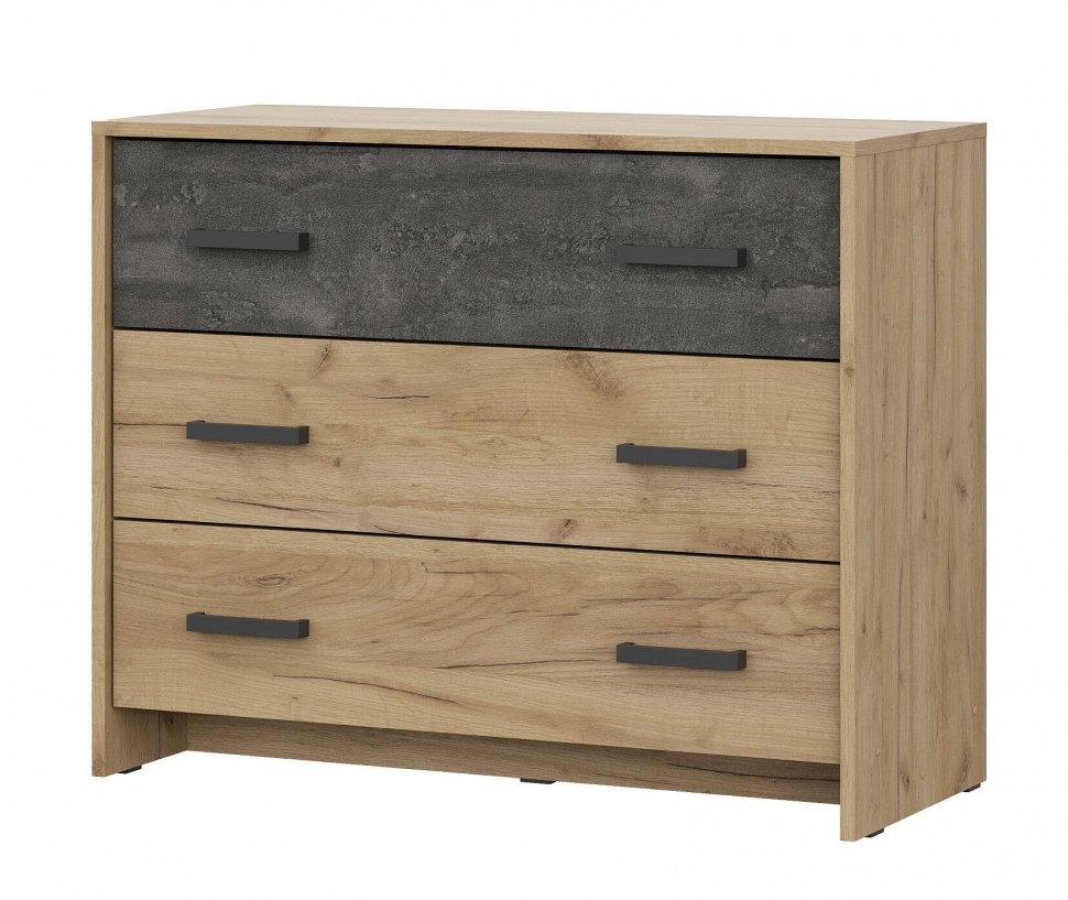 МСП 1 комод 3 ящика / Дуб Золотой/Камень темный