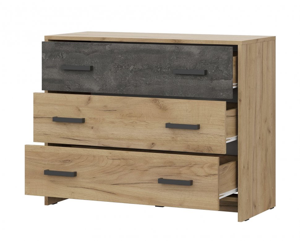 МСП 1 комод 3 ящика / Дуб Золотой/Камень темный