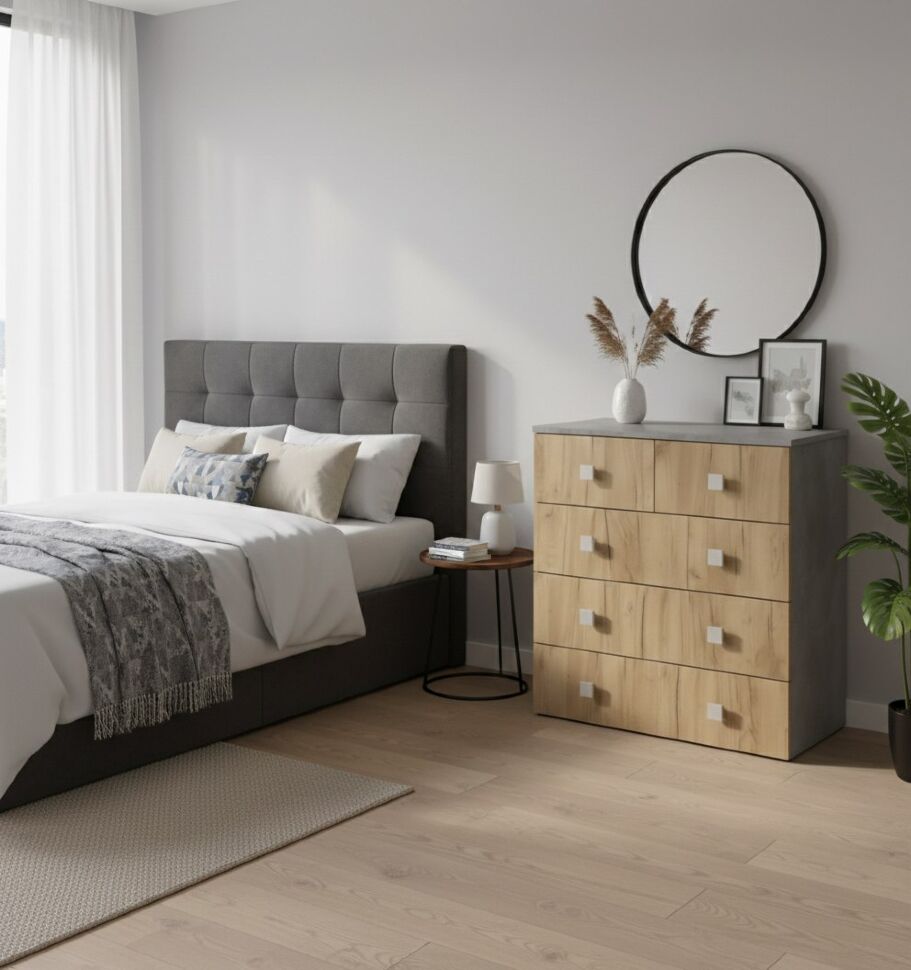 Комод Лофт-5 Бетон ателье / Дуб Крафт