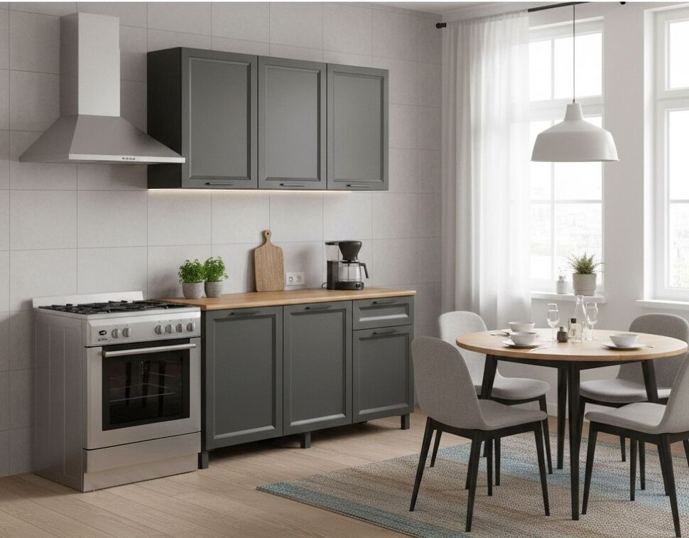 Кухня Римини 1500 диамант серый