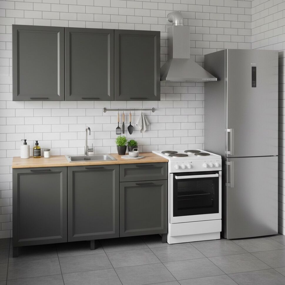 Кухня Римини 1500 диамант серый
