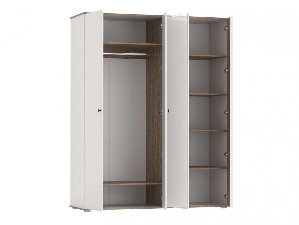 Шкаф для одежды 51.15 Либерти опора 4-х дв. h=20мм Белый / Дуб Каньон