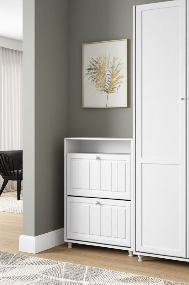 Тумба под обувь 2-х секционная Монако МН-23 белое дерево