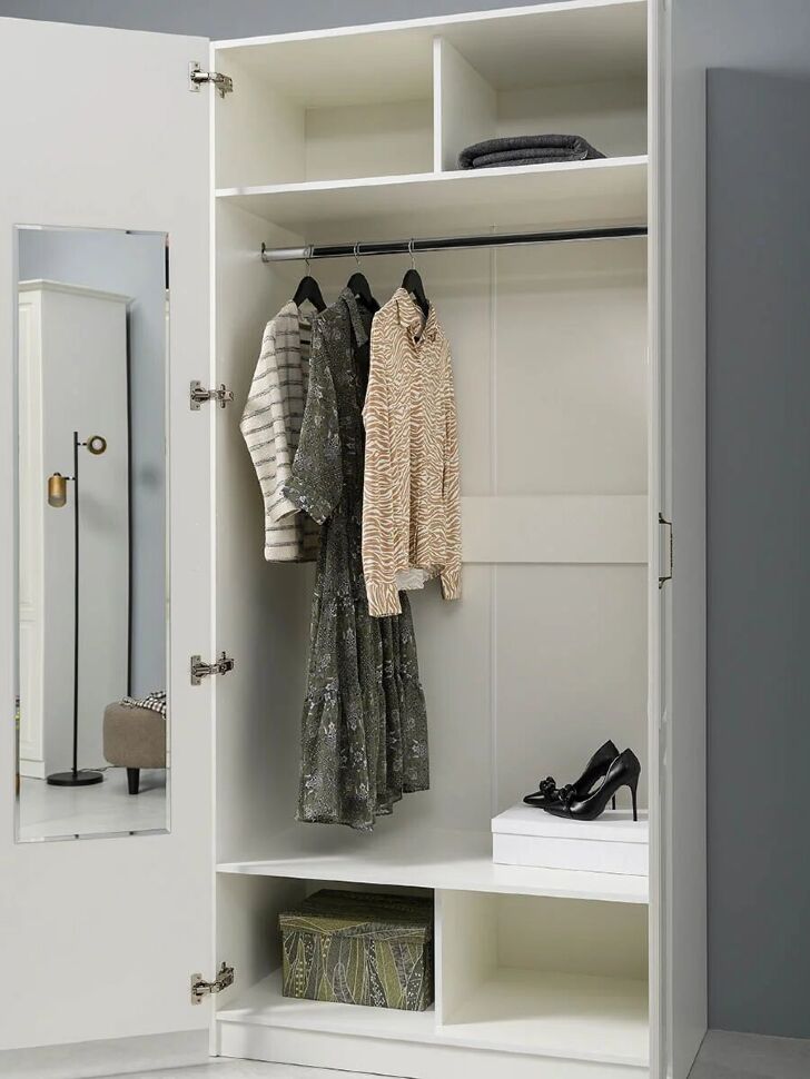 Ливерпуль Шкаф для одежды 13.134.01 Белый/Ясень ваниль