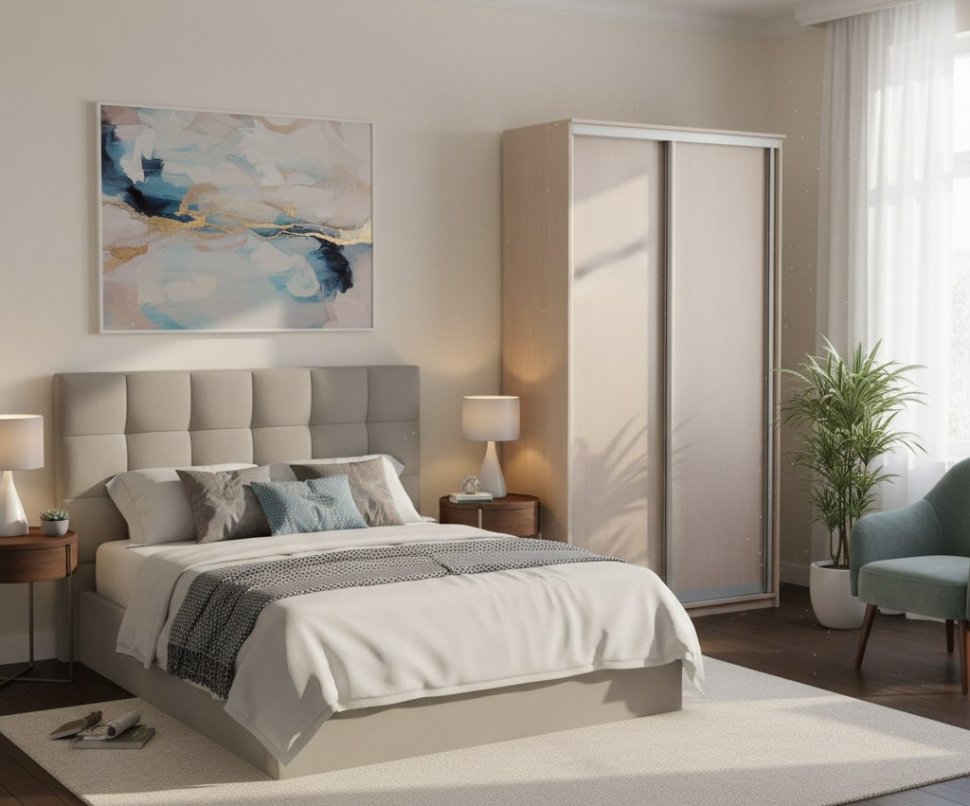 Шкаф купе Модерн 1190х450 2-х дверный 2-х секционный глухой ясень