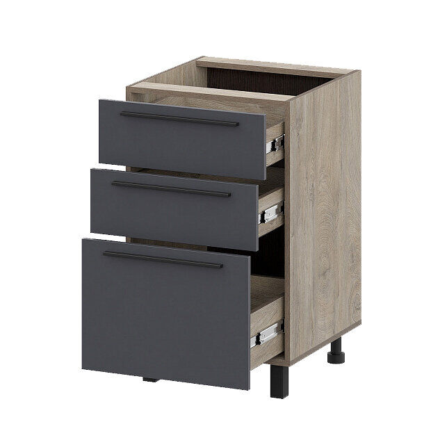 Шкаф кухонный напольный с ящиками 50 см Этна 5с3я (Софт Графит)