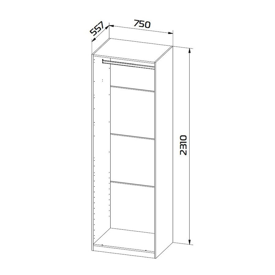Корпус шкафа с полками 750 Квадро (Ижмебель) Комплект 1 Белый