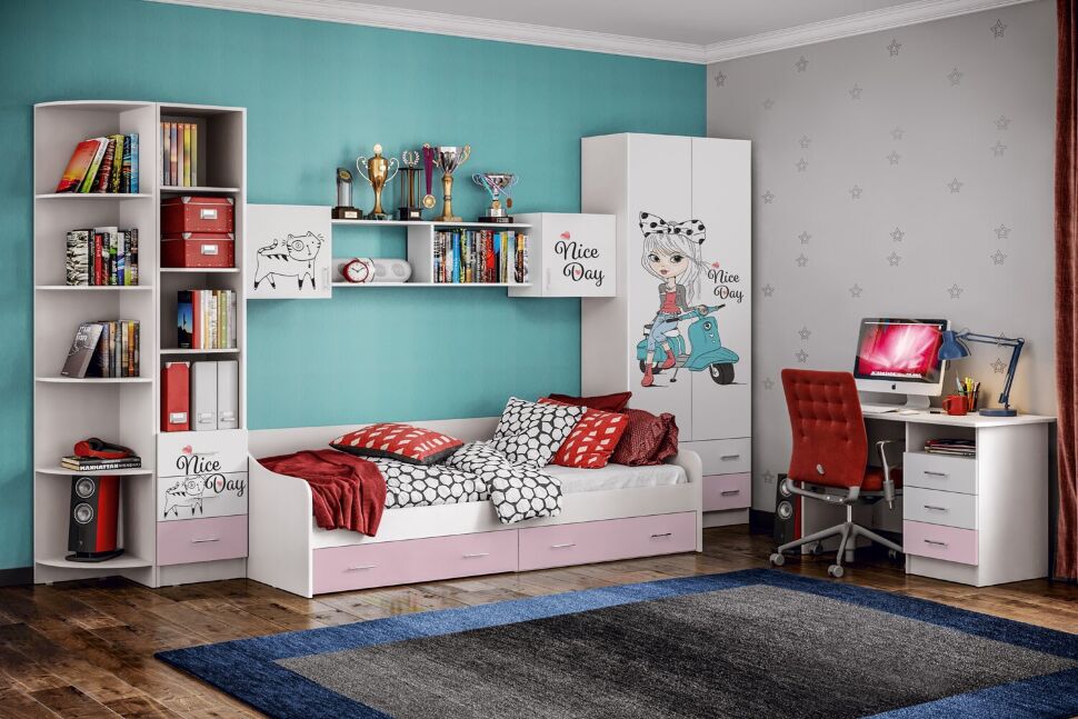 Кровать детская с ящиками FASHION, Белый