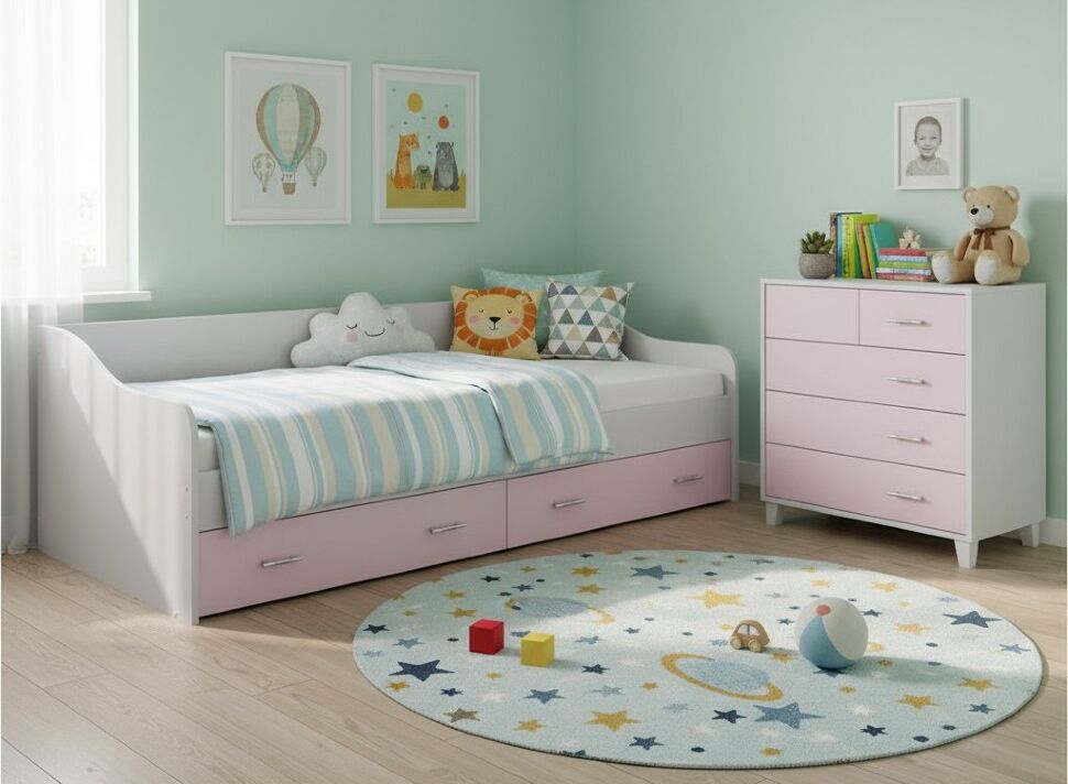 Кровать детская с ящиками FASHION, Белый