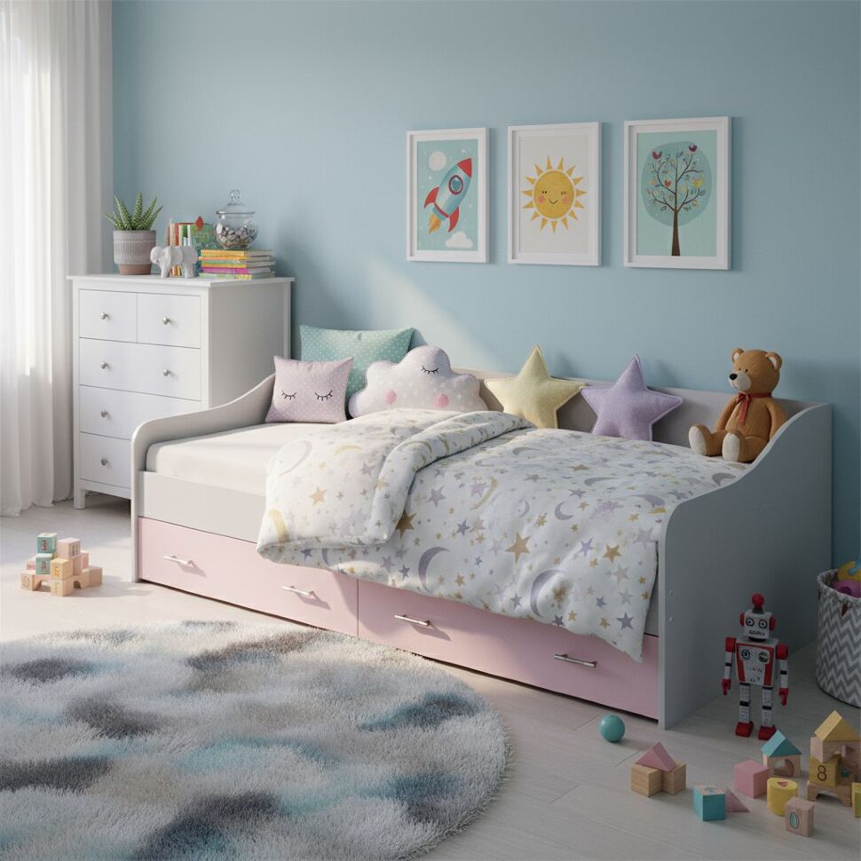 Кровать детская с ящиками FASHION, Белый