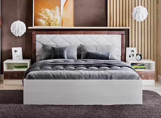 Кровать 160х200  Мадлен с подъемным механизмом (ТЭКС) Ясень Анкор светлый