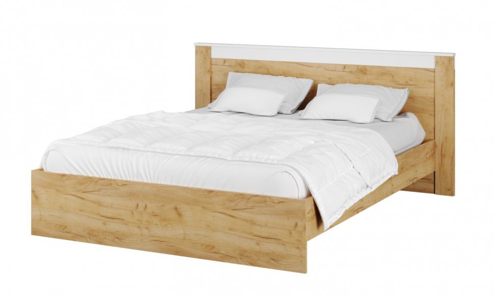 Кровать 140х200 Адель с подъемным механизмом (ТЭКС) Белый / Дуб Крафт золотой