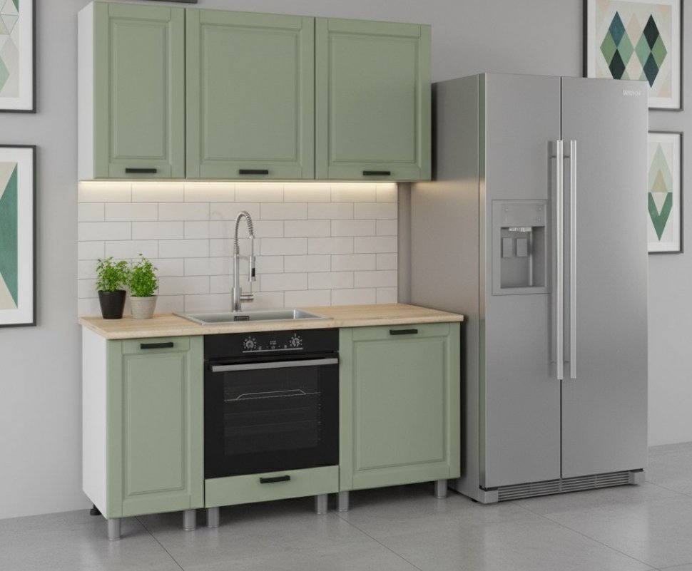 Кухня Аленушка 1,6 м в.6 Астра Фисташка,скоба черный,сонома