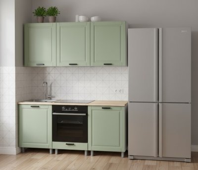 Кухня Аленушка 1,6 м в.6 Астра Фисташка,скоба черный,сонома