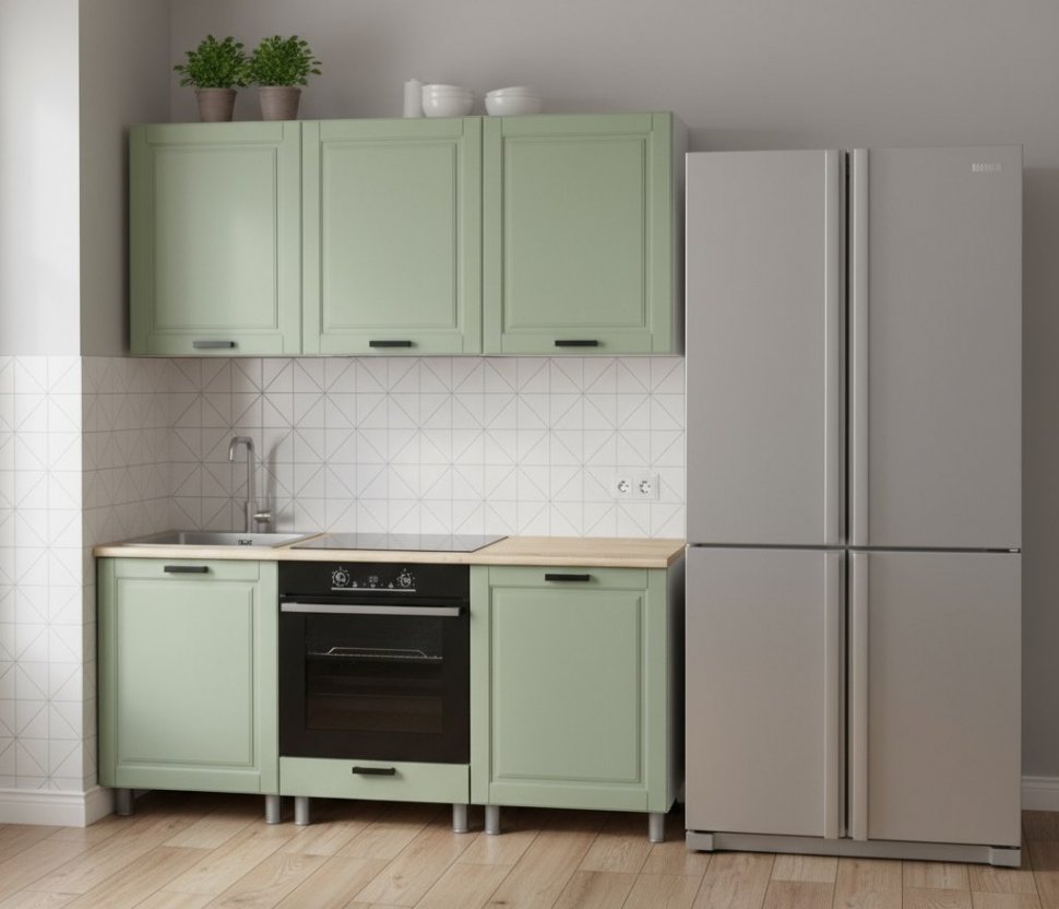 Кухня Аленушка 1,6 м в.6 Астра Фисташка,скоба черный,сонома