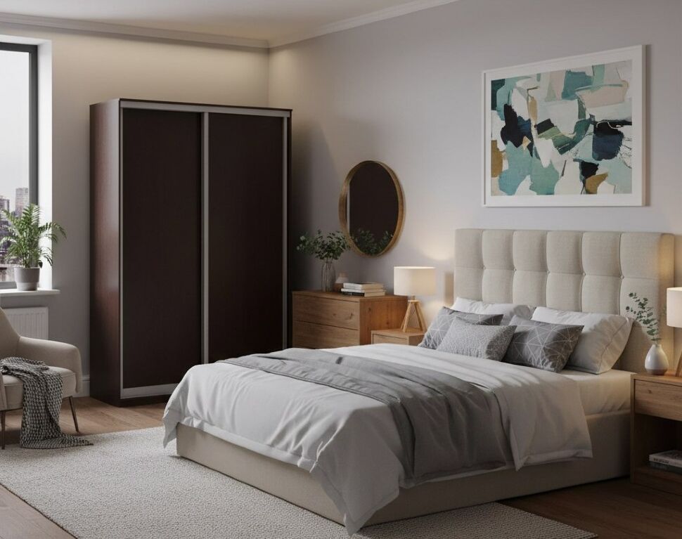 Шкаф купе Модерн 1190х450 2-х дверный 2-х секционный глухой венге