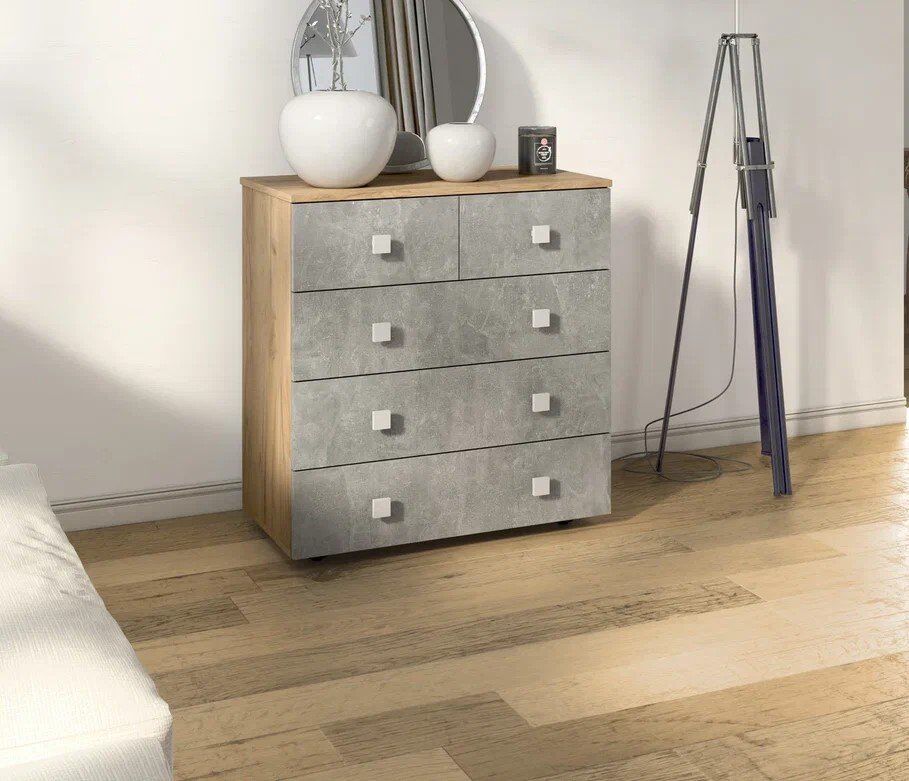 Комод Лофт-5 Дуб Крафт / Бетон ателье