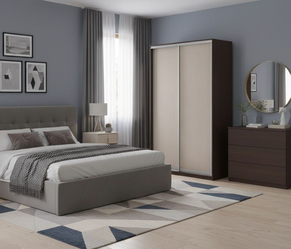 Шкаф купе Модерн 1190х450 2-х дверный глухой венге/ясень