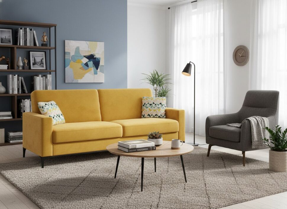 Диван-кровать Алекс 3Т модель 047 Геометрия 69/Ультра Мустард