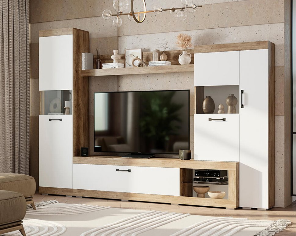 Гостиная Тесла (БТС) Дуб каньон / Белый